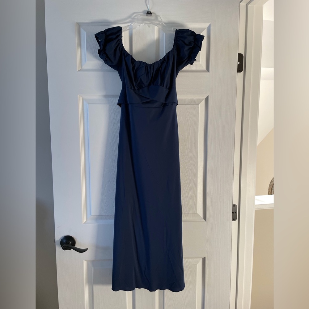 Navy Blue Dress Tea Length
